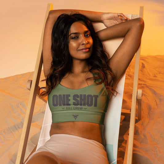 One Shot - Life is War - Olive Drab Green - Longline sports bra